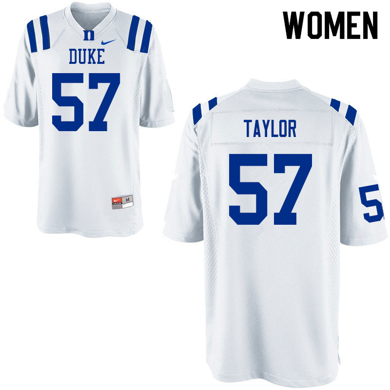 Women #57 John Taylor Duke Blue Devils College Football Jerseys Sale-White